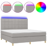 Letto a Molle Materasso e LED Grigio Chiaro 160x200 cm Tessuto