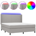 Letto a Molle Materasso e LED Grigio Chiaro 160x200 cm Tessuto