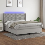 Letto a Molle Materasso e LED Grigio Chiaro 160x200 cm Tessuto