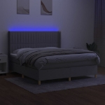 Letto a Molle Materasso e LED Grigio Chiaro 160x200 cm Tessuto