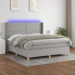 Letto a Molle Materasso e LED Grigio Chiaro 160x200 cm Tessuto