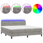 Letto a Molle Materasso e LED Grigio Chiaro 160x200 cm Velluto