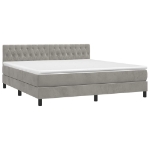 Letto a Molle Materasso e LED Grigio Chiaro 160x200 cm Velluto