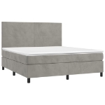 Letto a Molle Materasso e LED Grigio Chiaro 160x200 cm Velluto