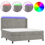 Letto a Molle Materasso e LED Grigio Chiaro 160x200 cm Velluto