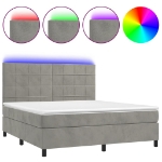 Letto a Molle Materasso e LED Grigio Chiaro 160x200 cm Velluto