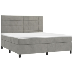 Letto a Molle Materasso e LED Grigio Chiaro 160x200 cm Velluto