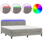 Letto a Molle Materasso e LED Grigio Chiaro 160x200 cm Velluto