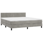 Letto a Molle Materasso e LED Grigio Chiaro 160x200 cm Velluto