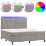 Letto a Molle Materasso e LED Grigio Chiaro 160x200 cm Velluto