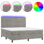 Letto a Molle Materasso e LED Grigio Chiaro 160x200 cm Velluto