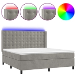 Letto a Molle Materasso e LED Grigio Chiaro 160x200 cm Velluto