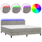 Letto a Molle Materasso e LED Grigio Chiaro 160x200 cm Velluto