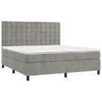 Letto a Molle Materasso e LED Grigio Chiaro 160x200 cm Velluto