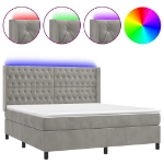 Letto a Molle Materasso e LED Grigio Chiaro 160x200 cm Velluto