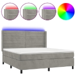 Letto a Molle Materasso e LED Grigio Chiaro 160x200 cm Velluto