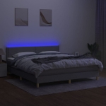 Letto a Molle Materasso e LED Grigio Chiaro 180x200 cm Tessuto