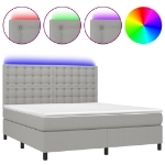 Letto a Molle Materasso e LED Grigio Chiaro 180x200 cm Tessuto