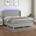 Letto a Molle Materasso e LED Grigio Chiaro 180x200 cm Tessuto