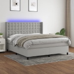 Letto a Molle Materasso e LED Grigio Chiaro 180x200 cm Tessuto