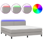 Letto a Molle Materasso e LED Grigio Chiaro 180x200 cm Tessuto