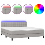 Letto a Molle Materasso e LED Grigio Chiaro 180x200 cm Tessuto