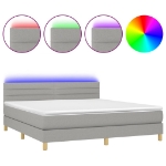 Letto a Molle Materasso e LED Grigio Chiaro 180x200 cm Tessuto