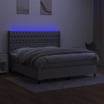 Letto a Molle Materasso e LED Grigio Chiaro 180x200 cm Tessuto