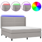 Letto a Molle Materasso e LED Grigio Chiaro 180x200 cm Tessuto