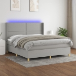 Letto a Molle Materasso e LED Grigio Chiaro 180x200 cm Tessuto