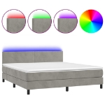 Letto a Molle Materasso e LED Grigio Chiaro 180x200 cm Velluto