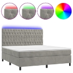 Letto a Molle Materasso e LED Grigio Chiaro 180x200 cm Velluto