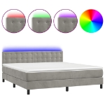 Letto a Molle Materasso e LED Grigio Chiaro 180x200 cm Velluto