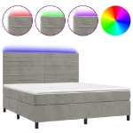 Letto a Molle Materasso e LED Grigio Chiaro 180x200 cm Velluto