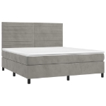 Letto a Molle Materasso e LED Grigio Chiaro 180x200 cm Velluto