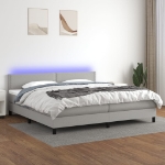 Letto a Molle Materasso e LED Grigio Chiaro 200x200 cm Tessuto