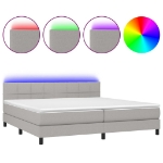 Letto a Molle Materasso e LED Grigio Chiaro 200x200 cm Tessuto