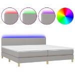 Letto a Molle Materasso e LED Grigio Chiaro 200x200 cm Tessuto