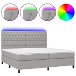 Letto a Molle Materasso e LED Grigio Chiaro 200x200 cm Tessuto