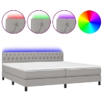 Letto a Molle Materasso e LED Grigio Chiaro 200x200 cm Tessuto