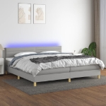 Letto a Molle Materasso e LED Grigio Chiaro 200x200 cm Tessuto