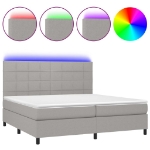 Letto a Molle Materasso e LED Grigio Chiaro 200x200 cm Tessuto