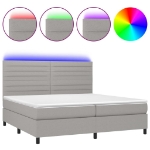 Letto a Molle Materasso e LED Grigio Chiaro 200x200 cm Tessuto