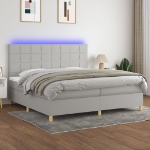 Letto a Molle Materasso e LED Grigio Chiaro 200x200 cm Tessuto