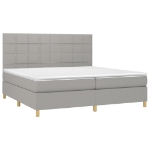 Letto a Molle Materasso e LED Grigio Chiaro 200x200 cm Tessuto