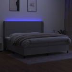 Letto a Molle Materasso e LED Grigio Chiaro 200x200 cm Tessuto