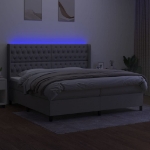 Letto a Molle Materasso e LED Grigio Chiaro 200x200 cm Tessuto