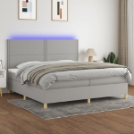 Letto a Molle Materasso e LED Grigio Chiaro 200x200 cm Tessuto