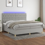 Letto a Molle Materasso e LED Grigio Chiaro 200x200 cm Tessuto