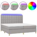 Letto a Molle Materasso e LED Grigio Chiaro 200x200 cm Tessuto